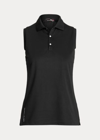 Tricouri polo fără mâneci din piqué, negru, pentru femei, Ralph Lauren
