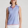 Tricouri polo fără mâneci Ralph Lauren Performance pentru femei albastre Tricouri polo fără mâneci Ralph Lauren Performance pentru femei albastre