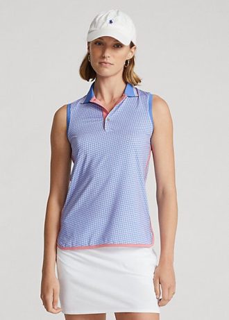 Tricouri polo fără mâneci Ralph Lauren Performance pentru femei albastre