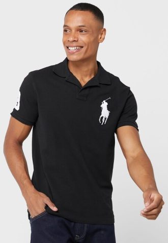 Tricouri polo negre pentru bărbați cu logo Ralph Lauren