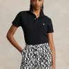 Tricouri polo negru Ralph Lauren Classic Fit Mesh de damă Tricouri polo negru Ralph Lauren Classic Fit Mesh de damă