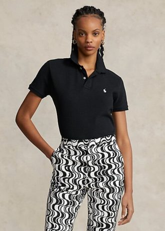 Tricouri polo negru Ralph Lauren Classic Fit Mesh de damă