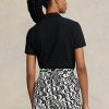 Tricouri polo negru Ralph Lauren Classic Fit Mesh de damă Tricouri polo negru Ralph Lauren Classic Fit Mesh de damă