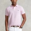 Tricouri polo personalizate pentru bărbați Ralph Lauren, cu ochiuri subțire, de culoare roz