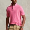 Tricouri polo personalizate pentru bărbați Ralph Lauren, cu ochiuri subțire, de culoare roz