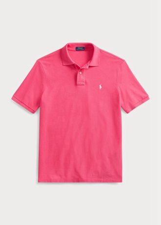 Tricouri polo personalizate pentru bărbați Ralph Lauren, cu ochiuri subțire, de culoare roz