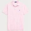 Tricouri polo personalizate pentru bărbați Ralph Lauren, cu ochiuri subțire, de culoare roz