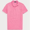 Tricouri polo personalizate pentru bărbați Ralph Lauren, cu ochiuri subțire, de culoare roz