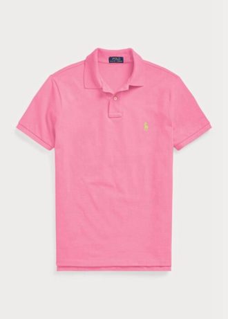 Tricouri polo personalizate pentru bărbați Ralph Lauren, cu ochiuri subțire, de culoare roz Tricouri polo personalizate pentru bărbați Ralph Lauren, cu ochiuri subțire, de culoare roz