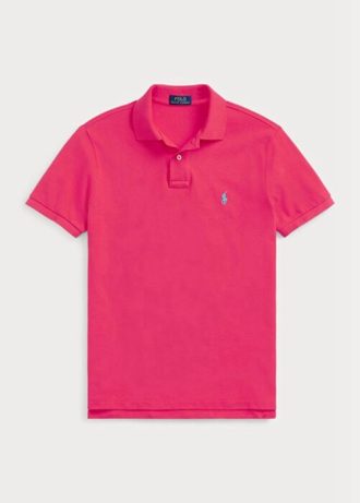 Tricouri polo personalizate pentru bărbați Ralph Lauren, cu ochiuri subțire, de culoare roz