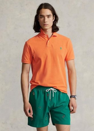 Tricouri polo personalizate pentru bărbați Ralph Lauren, cu ochiuri subțire, portocalii Tricouri polo personalizate pentru bărbați Ralph Lauren, cu ochiuri subțire, portocalii