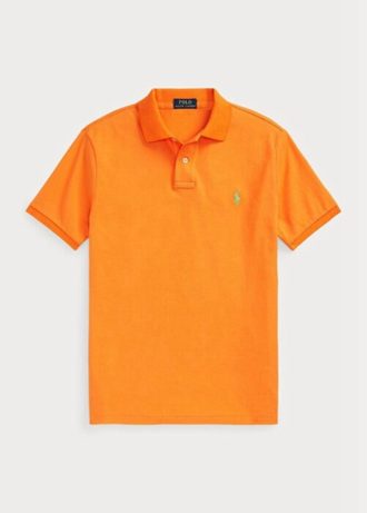 Tricouri polo personalizate pentru bărbați Ralph Lauren, cu ochiuri subțire, portocalii Tricouri polo personalizate pentru bărbați Ralph Lauren, cu ochiuri subțire, portocalii