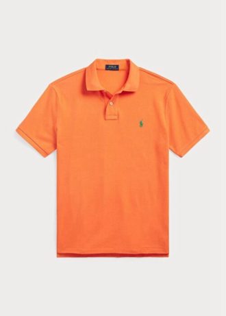 Tricouri polo personalizate pentru bărbați Ralph Lauren, cu ochiuri subțire, portocalii Tricouri polo personalizate pentru bărbați Ralph Lauren, cu ochiuri subțire, portocalii