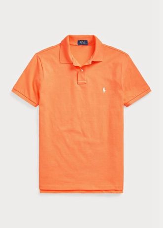 Tricouri polo personalizate pentru bărbați Ralph Lauren, cu ochiuri subțire, portocalii Tricouri polo personalizate pentru bărbați Ralph Lauren, cu ochiuri subțire, portocalii