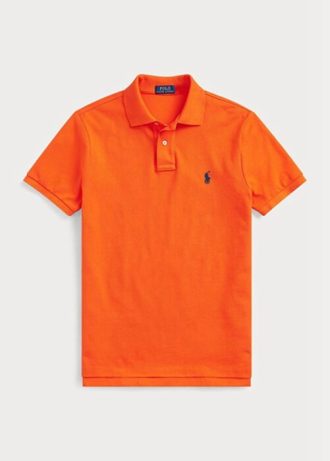 Tricouri polo personalizate pentru bărbați Ralph Lauren, cu ochiuri subțire, portocalii Tricouri polo personalizate pentru bărbați Ralph Lauren, cu ochiuri subțire, portocalii