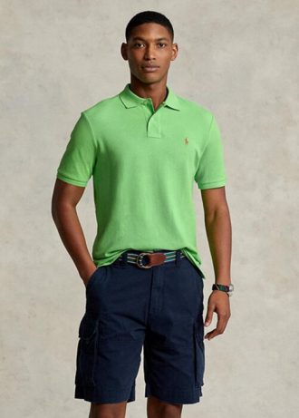 Tricouri polo personalizate Ralph Lauren, cu ochiuri subțire, verzi, pentru bărbați Tricouri polo personalizate Ralph Lauren, cu ochiuri subțire, verzi, pentru bărbați