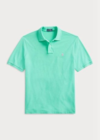 Tricouri polo personalizate Ralph Lauren, cu ochiuri subțire, verzi, pentru bărbați Tricouri polo personalizate Ralph Lauren, cu ochiuri subțire, verzi, pentru bărbați