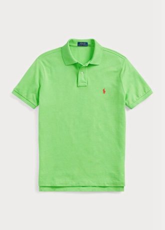 Tricouri polo personalizate Ralph Lauren, cu ochiuri subțire, verzi, pentru bărbați Tricouri polo personalizate Ralph Lauren, cu ochiuri subțire, verzi, pentru bărbați