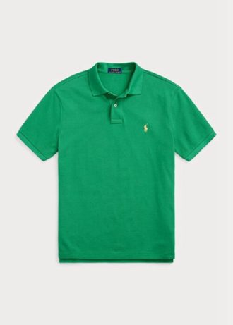 Tricouri polo personalizate Ralph Lauren, cu ochiuri subțire, verzi, pentru bărbați Tricouri polo personalizate Ralph Lauren, cu ochiuri subțire, verzi, pentru bărbați