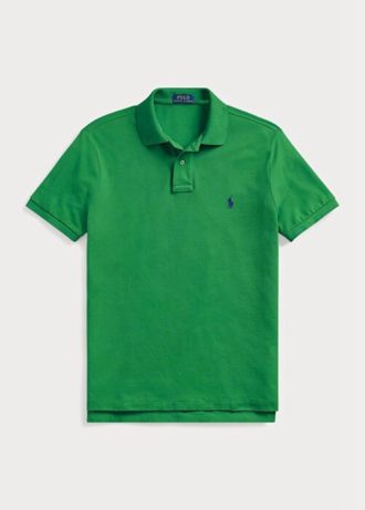 Tricouri polo personalizate Ralph Lauren, cu ochiuri subțire, verzi, pentru bărbați Tricouri polo personalizate Ralph Lauren, cu ochiuri subțire, verzi, pentru bărbați