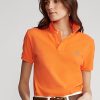 Tricouri polo portocalii Ralph Lauren Classic Fit Mesh pentru damă Tricouri polo portocalii Ralph Lauren Classic Fit Mesh pentru damă