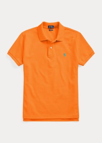 Tricouri polo portocalii Ralph Lauren Classic Fit Mesh pentru damă