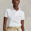 Tricouri polo Ralph Lauren Classic Fit Mesh de damă alb Tricouri polo Ralph Lauren Classic Fit Mesh de damă alb