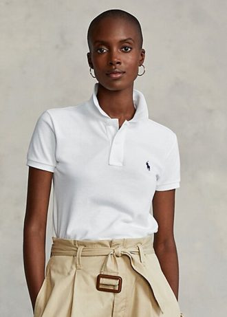 Tricouri polo Ralph Lauren Classic Fit Mesh de damă alb