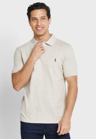 Tricouri polo Ralph Lauren Essential bej pentru bărbați Tricouri polo Ralph Lauren Essential bej pentru bărbați