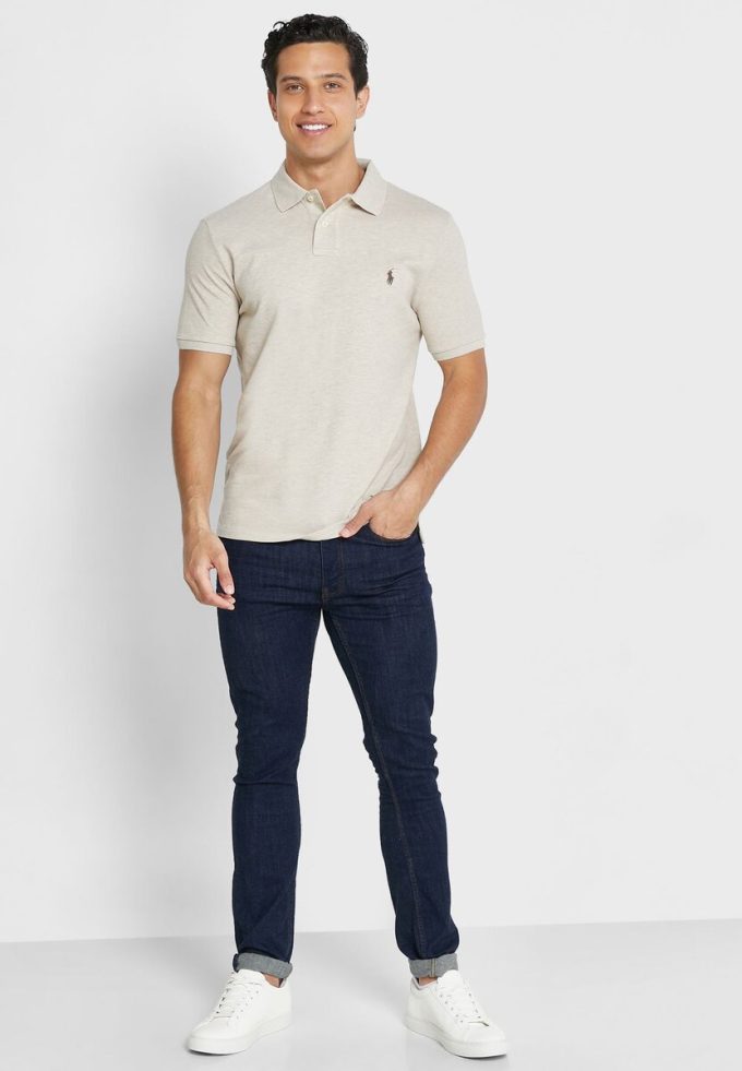 Tricouri polo Ralph Lauren Essential bej pentru bărbați