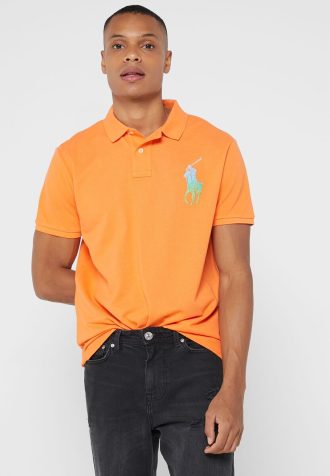 Tricouri polo Ralph Lauren Essential pentru bărbați portocalii