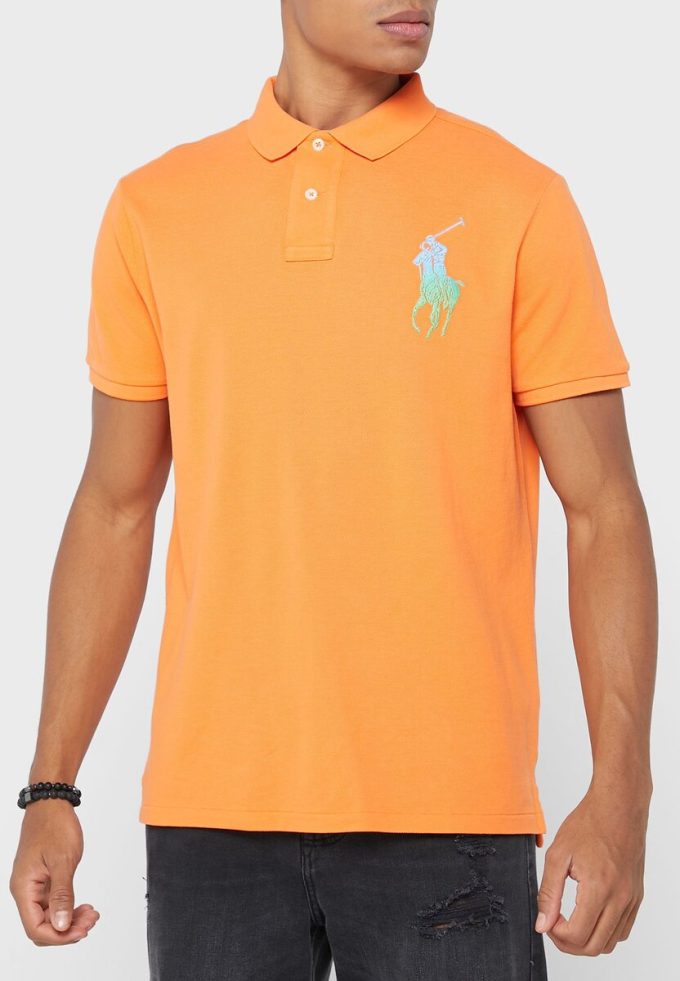 Tricouri polo Ralph Lauren Essential pentru bărbați portocalii