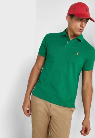 Tricouri polo Ralph Lauren Essential pentru bărbați verzi