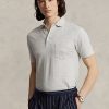 Tricouri polo Ralph Lauren, personalizate, slim, din bumbac și in, gri