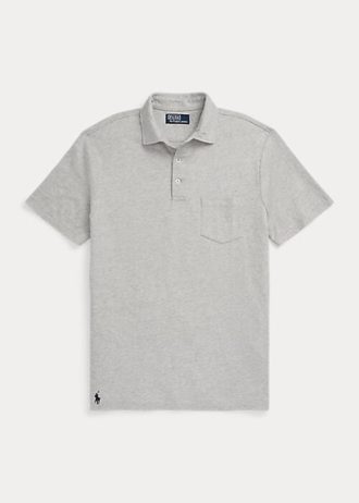 Tricouri polo Ralph Lauren, personalizate, slim, din bumbac și in, gri Tricouri polo Ralph Lauren, personalizate, slim, din bumbac și in, gri
