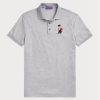Tricouri polo Ralph Lauren, personalizate, slim Fit Bear, gri pentru bărbați