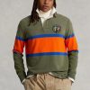 Tricouri polo rugby cu dungi Ralph Lauren pentru bărbați Olive
