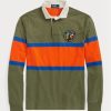 Tricouri polo rugby cu dungi Ralph Lauren pentru bărbați Olive