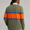 Tricouri polo rugby cu dungi Ralph Lauren pentru bărbați Olive