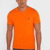 Tricouri portocalii pentru bărbați Ralph Lauren Essential cu gât crew Tricouri portocalii pentru bărbați Ralph Lauren Essential cu gât crew