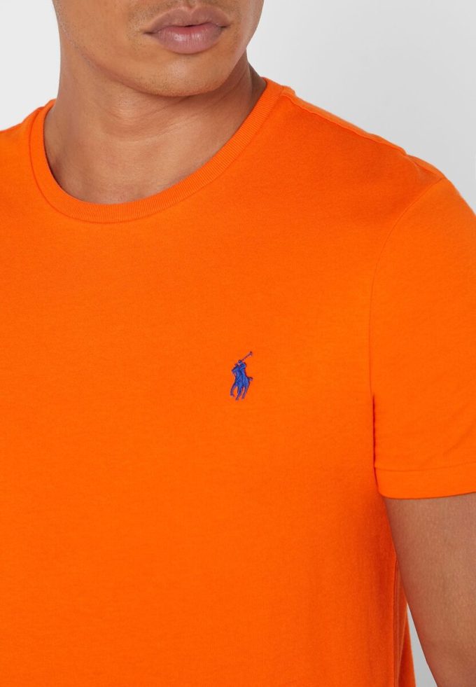Tricouri portocalii pentru bărbați Ralph Lauren Essential cu gât crew Tricouri portocalii pentru bărbați Ralph Lauren Essential cu gât crew