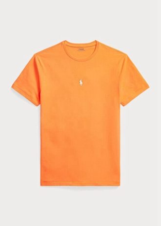Tricouri portocalii pentru bărbați Ralph Lauren, personalizate, slim cu gât crew, pentru bărbați