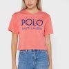 Tricouri roșii cu logo Ralph Lauren pentru femei Tricouri roșii cu logo Ralph Lauren pentru femei