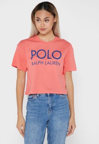 Tricouri roșii cu logo Ralph Lauren pentru femei