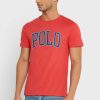 Tricouri roșii pentru bărbați, Ralph Lauren, cu slogan, cu gâtul rotund
