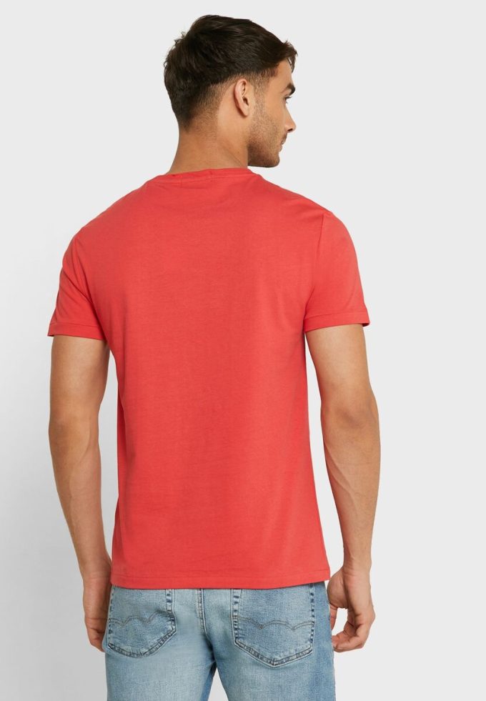 Tricouri roșii pentru bărbați, Ralph Lauren, cu slogan, cu gâtul rotund