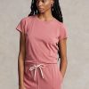 Tricouri roz pentru damă Ralph Lauren din bumbac organic cu gât crew Tricouri roz pentru damă Ralph Lauren din bumbac organic cu gât crew
