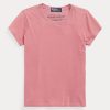 Tricouri roz pentru damă Ralph Lauren din bumbac organic cu gât crew Tricouri roz pentru damă Ralph Lauren din bumbac organic cu gât crew