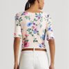 Tricouri roz pentru femei Ralph Lauren, din bumbac elastic elastic Tricouri roz pentru femei Ralph Lauren, din bumbac elastic elastic