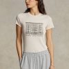 Tricouri roz pentru femei Ralph Lauren, subțiri, din bumbac cu nervuri